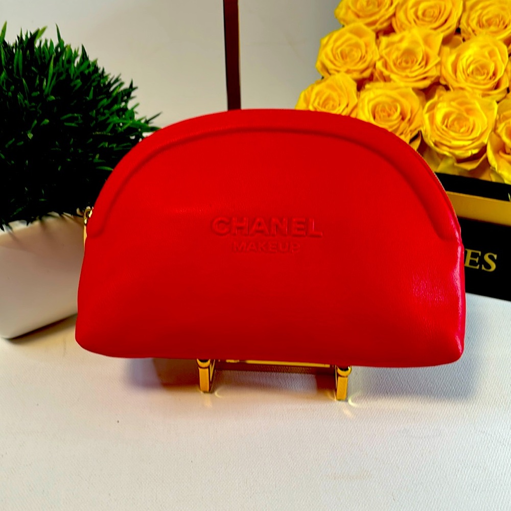 EUC RED Chanel makeup pouch